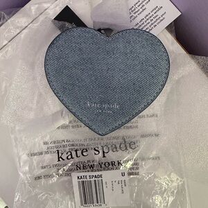 Nwt Kate spade liv denim suede blue multi heart coin purse bag charm